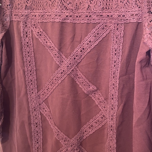 Anthropologie ENTRO Burgundy Crochet Lace Tunic DRESS SZ L HOLIDAY BOHO - Picture 13 of 15